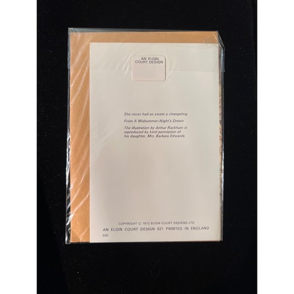 Vintage Elgin Court Design, Arthur Rackham blank card, NIP, 1972, England - Picture 2 of 2